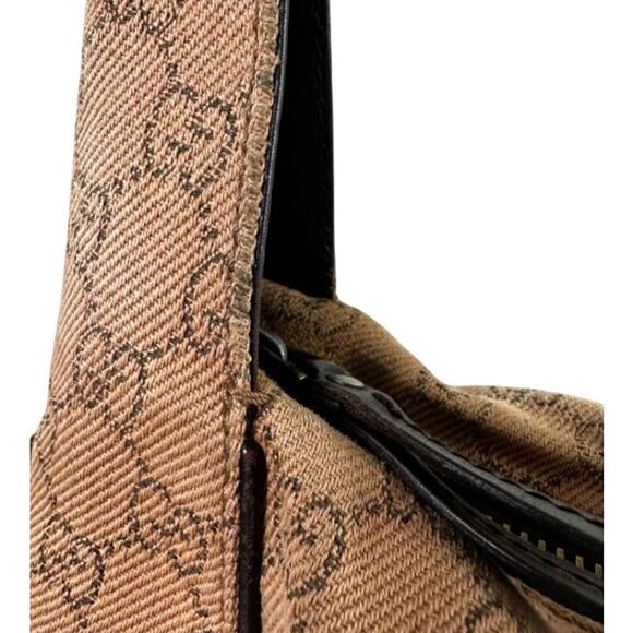 Gucci Vintage Medium GG Web Brown Denim and Leather Shoulder Bag (GGXX150) - Picture 10 of 15